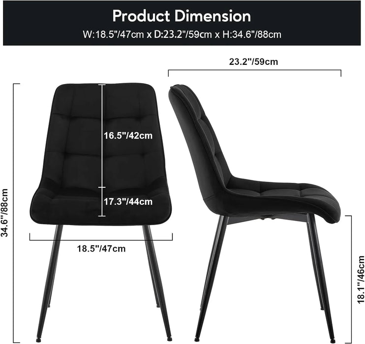 Kitchen Dining Chairs Set of 6, Mid-Century Modern Dining Chair with Square Grid Design & Curved Backrest
