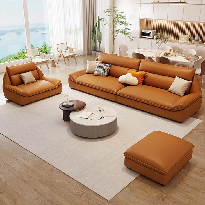 Adults Luxury Living Room Sofa Genuine Leather Family Relaxing Elegant Sofa Designer Floor Sofa Sala De Estar Home Decoration