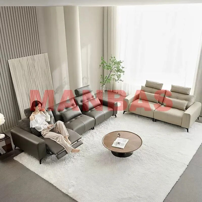 Linlamlim Electric Reclining Sofa Set Italian Genuine Leather Power Recliner Functional Salon Cama Sectional Couch Cinema Seat