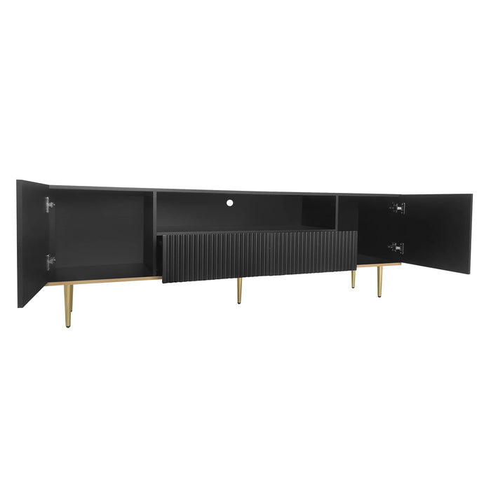 Modern TV Stand for 70+ Inch TV, Entertainment Center TV Media Console Table, with Shelf, 2 Drawers and 2 Cabinets