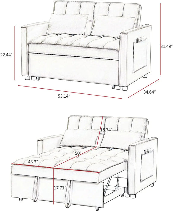 3 in 1 Convertible Sleeper Loveseat, Futon Sofa Couch With Pullout Bed ,Furniture for Living Room sofa bed  home furniture
