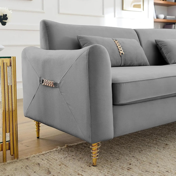 Goohome Tufted, Chesterfield Velvet Upholstered Loveseat Couches Comfy Sofa, Living Room Furniture Sets, with Solid Wood