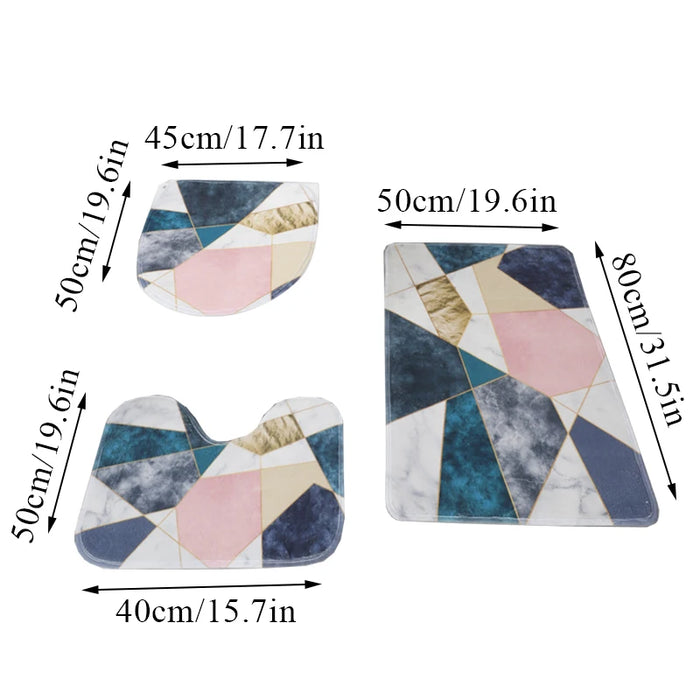 3 Pcs 15 Styles Bath Mat Set Bathroom Carpet Rug Toilet Mat Anti Slip Absorbent Marble Decoration Door Foot Pad Memory Foam New
