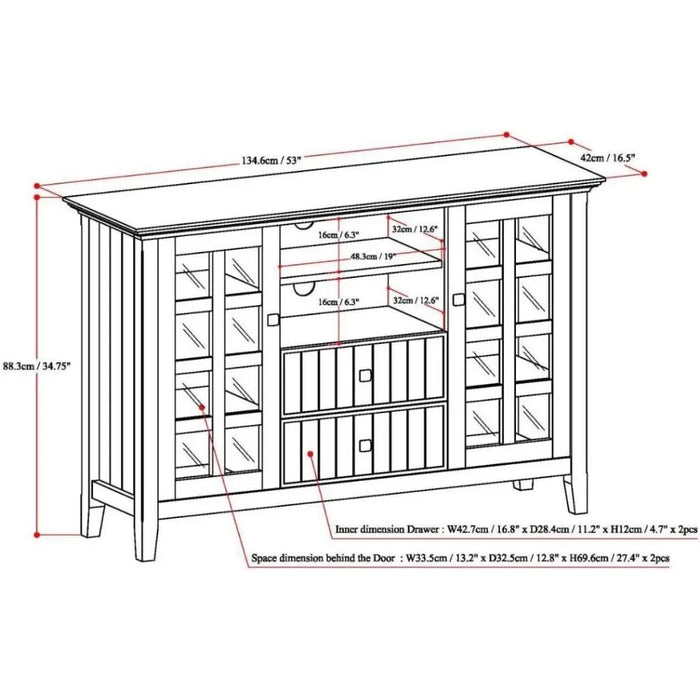 53 Inch Wide Rustic TV Media Stand in Tobacco Brown for TVs Up to 60 Inches Living Room Furniture for Tv Entertainment Center