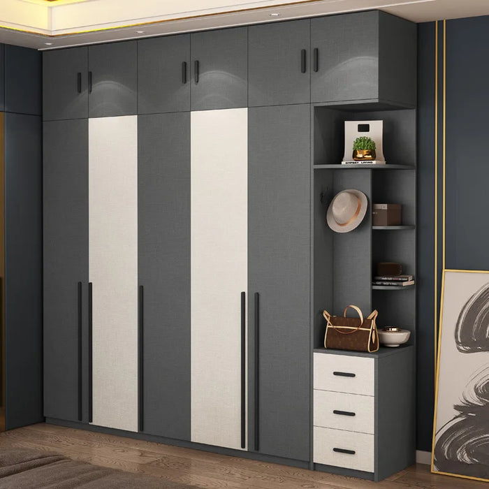 Solid wood multilayer wardrobe simple modern open-door wardrobe small household storage cabinet economical wardrobe