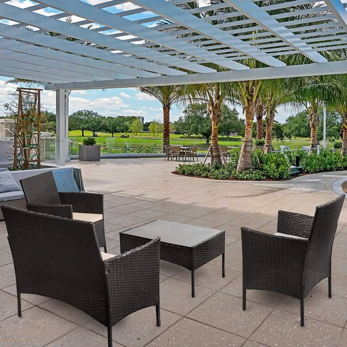 4 Piece Wicker Patio Rattan Chair Set Garden Furniture Set Outdoor Indoor Use Backyard Porch Garden Poolside Balcony Furniture