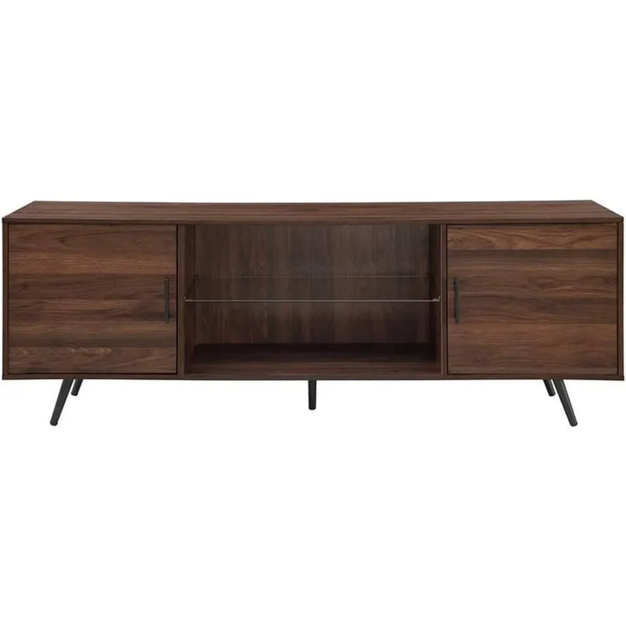 Mid Century Modern 2 Door Glass Shelf TV Stand for TVs Up to 80 Inches 70 Inch Tv Stands Furniture Luxury Cabinet Living Room