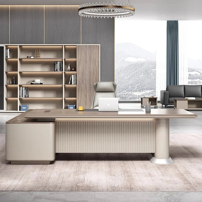 Light Luxury Boss Desk Simple Modern High-end Square Manager Leadership Desk General Manager Office Furniture Desk Combination