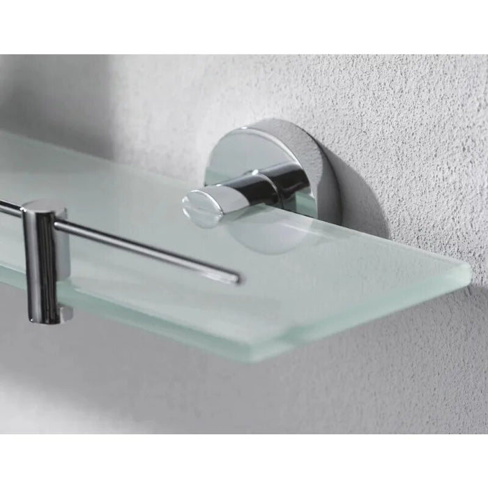 24 inch Modern Opaque Glass Bathroom 1-Piece  Floating Wall Shelf Chrome