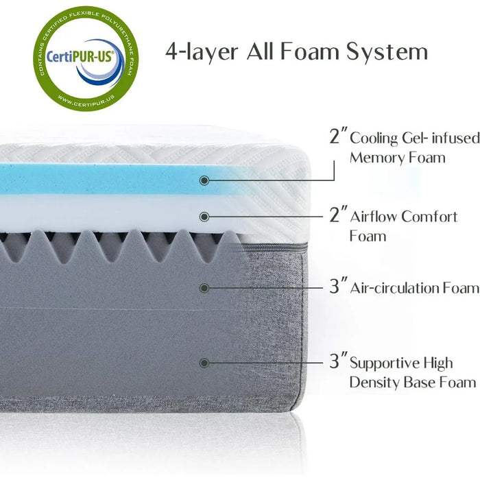 Queen Mattress, 10 Inch Gel Memory Foam Queen Size Mattress for Cool Sleep & Pressure Relief, Medium Plush Bed Mattresses
