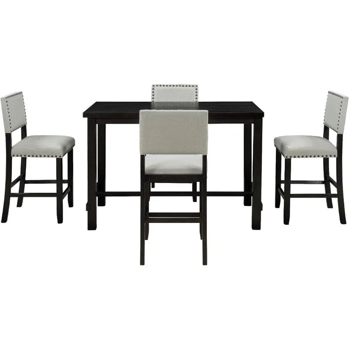 KoiHome 5-Piece Counter Height Dining Chairs with Nail Decoration Detail for 4 People, East-West Furniture Table Set
