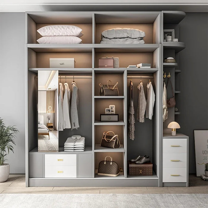 Light luxury glass door wardrobe sliding door modern simple sliding door large wardrobe nordic bedroom