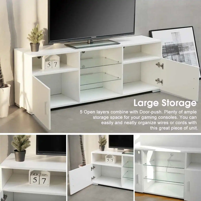 Modern RGB LED TV Stand Cabinet Living Room Furniture Fit for up to 65inch TV Screens High Capacity TV Console for Living Room