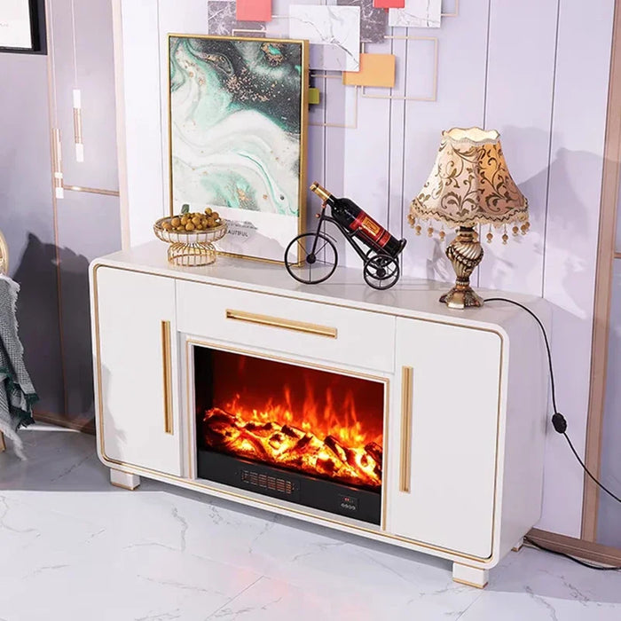 Beautiful Fireplace TV Table Luxury Side Cabinet Storage Cabinet Simulate Flames Modern Living Room Furniture