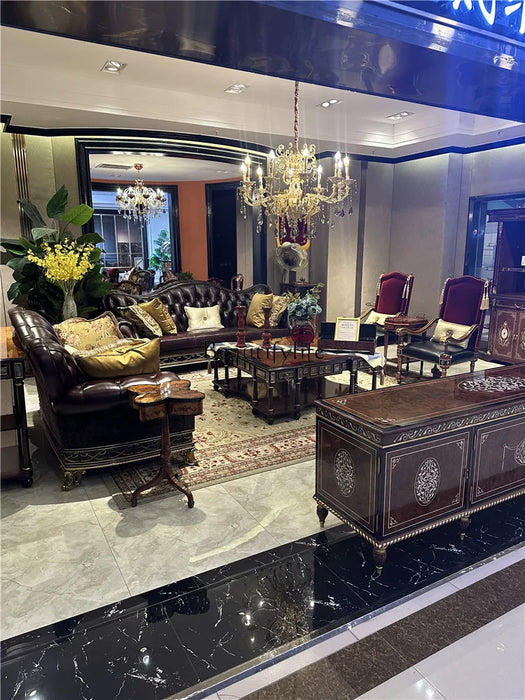 Sofa European Classical Living Room Leather Combination Furniture