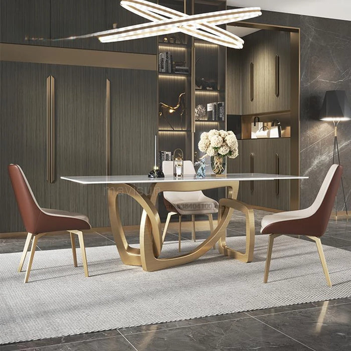 Imported Rock Board Dining Table Designer Creative Light Luxury High-end Villa Restaurant Home Dining Table And Chair Set