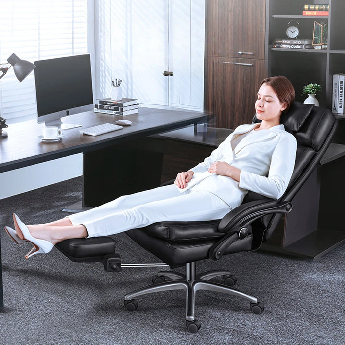 Leather Boss Office Chair Computer Home Recliner Chair Luxury Business Large Chair Comfortable Cadeira Office Furniture WKOC