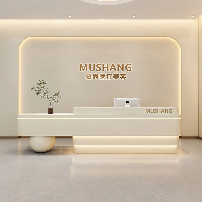White Pulpit Reception Desks Counter Futuristic Church Club Mobile Reception Desks Standing Mostrador Recepcion Bar Furniture