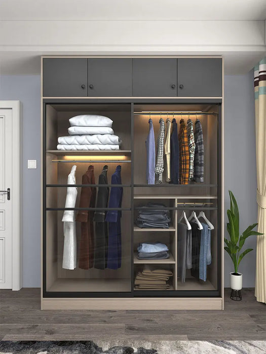 Sliding door modern two-door locker sub-bedroom sliding door multifunctional wardrobe