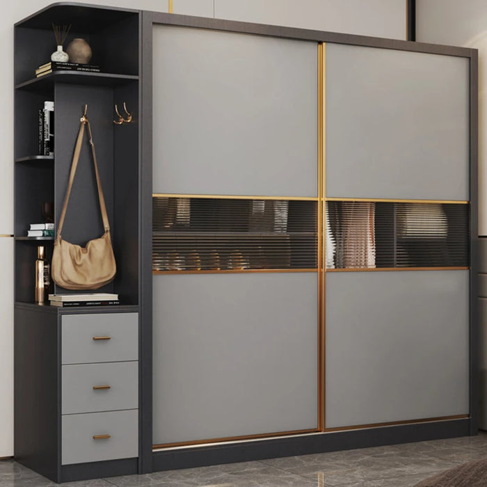 Luxury Drawers Wardrobe Organizer Storage Sliding Door Underwear Wardrobe Bedroom Glass Clothing Racks Penderie Furniture