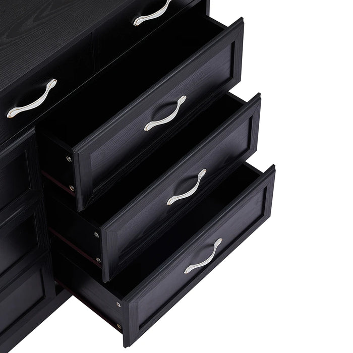 Bedroom Dresser, 9 Drawer Long Dressers, Wood Chest of Drawers for Living Room, 47.2'' W X 15.8'' D X 34.6'' H, Free Shipping