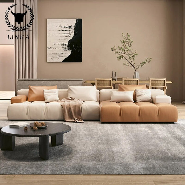 Japanese style Technology cloth sofa living room modern large family light luxury extremely simple ultra wide sitting