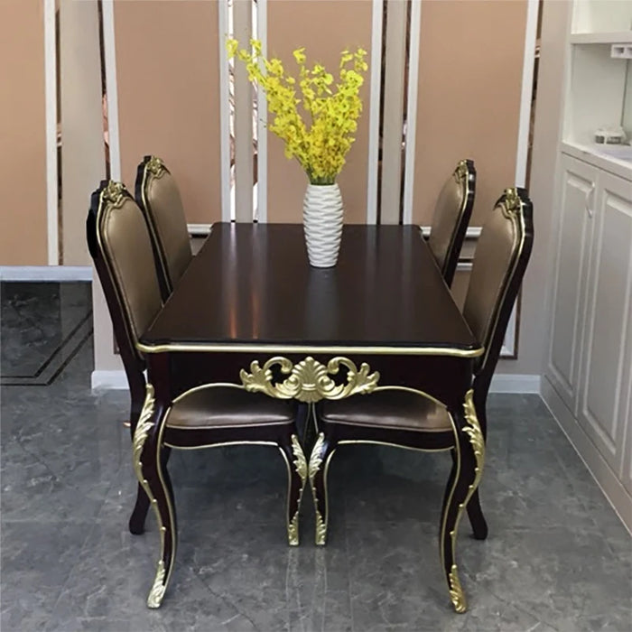 LED Light Luxury European Dining Table Rectangular Pastoral Dining Table Chair Combination Home Dining Room Furniture