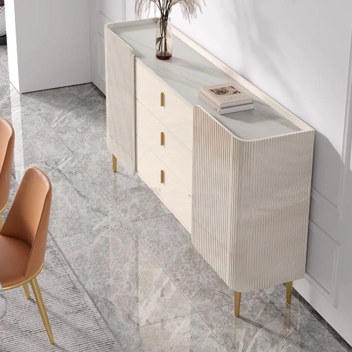 European Style Cupboard With Lid Drawer Cabinet Buffet Tables in Ivory Kitchen Sideboard Furniture Rock Slate Entrance Cabinet