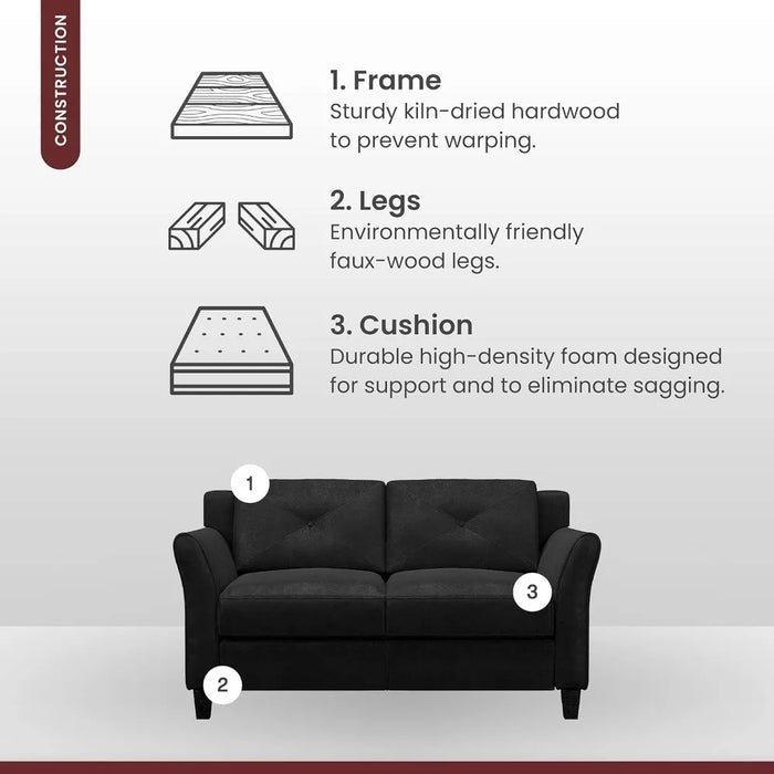 Love Seats Sofa Living Room Sofas 57.87"x32"x32.68" Sofas for Home Black Bed Furniture