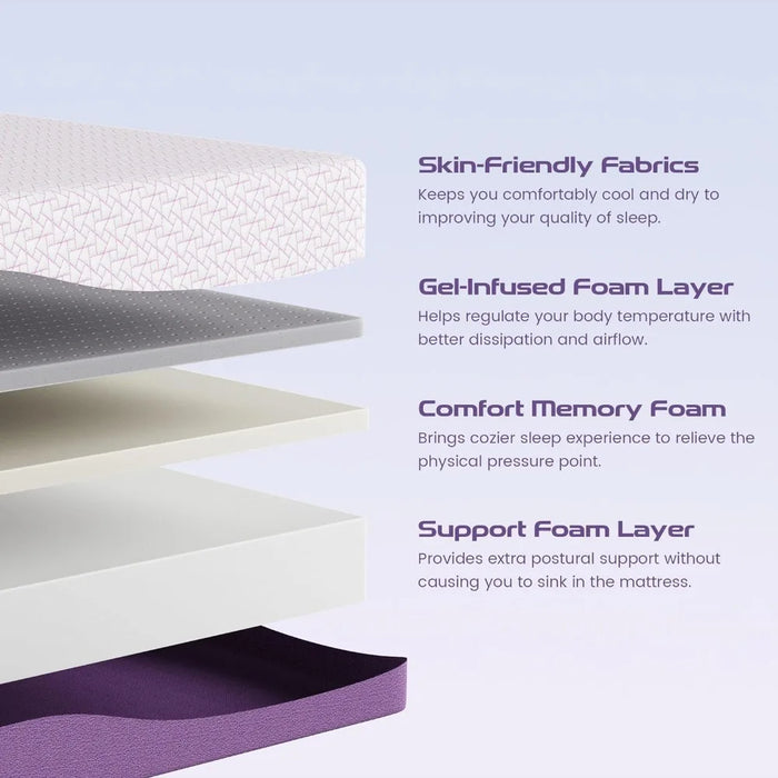 Queen Mattress 12 inch - Bamboo Charcoal Memory Foam Mattress for Cool Sleep & Pressure Relief