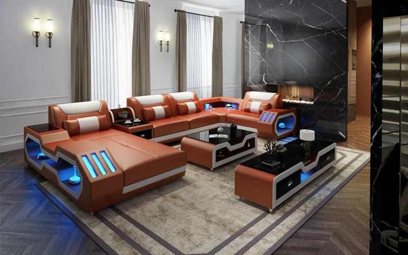 New arrival living room furniture top quality living room sofa set Red color leather sofa