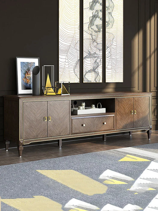 American solid wood TV cabinet light luxury modern simple small living room furniture tea table TV cabinet combination