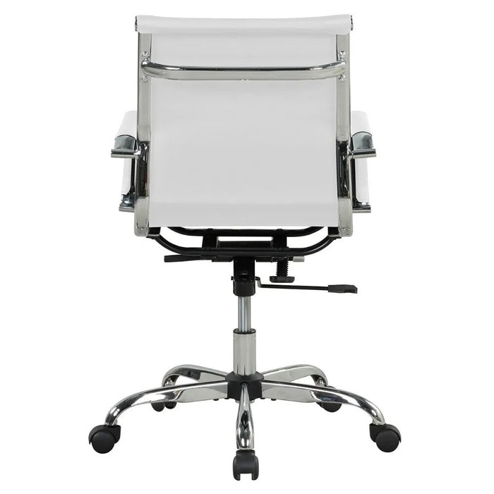 Mainstays Ribbed Back PU Leather Office Chair, Adjustable Height, White