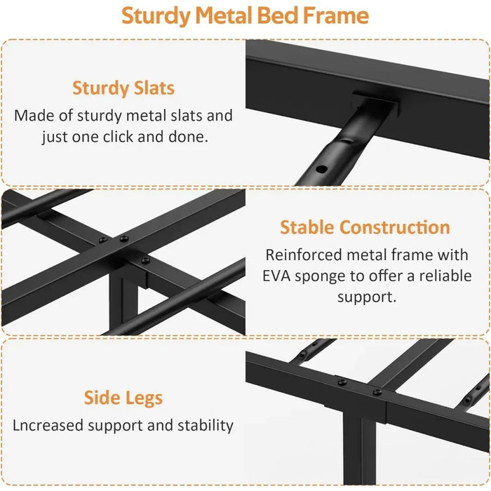 Bed Frame With Charging Station Metal Platform Bed Frame Full No Box Spring Needed Beds & Furniture Bedroom Home