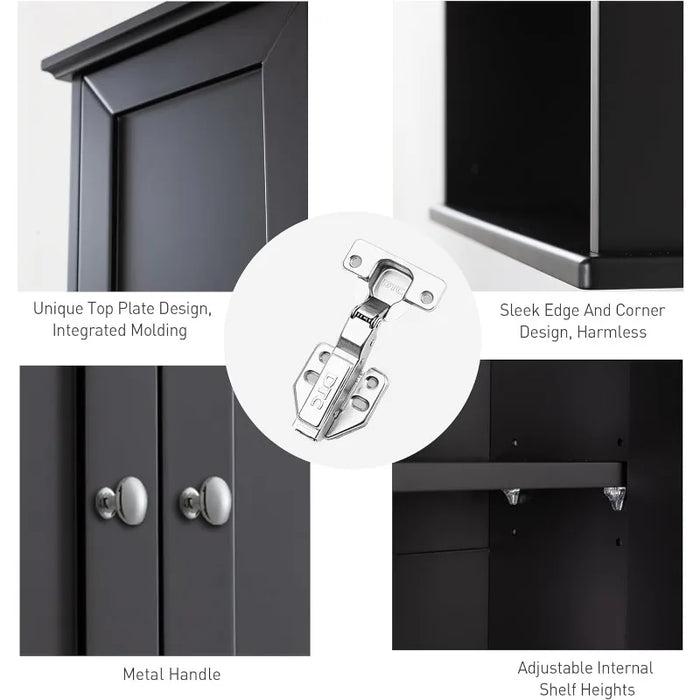 VANIRROR Black Bathroom Wall Cabinet 24x30 Inch Wall Mounted Wooden Over The Toilet Storage Cabinets with 2 Doors, Cabinets