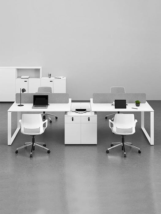 Employee Simplicity Office Desks Combination Modern White Screen Office Desks Storage Wood Escritorios Work Furniture QF50OD