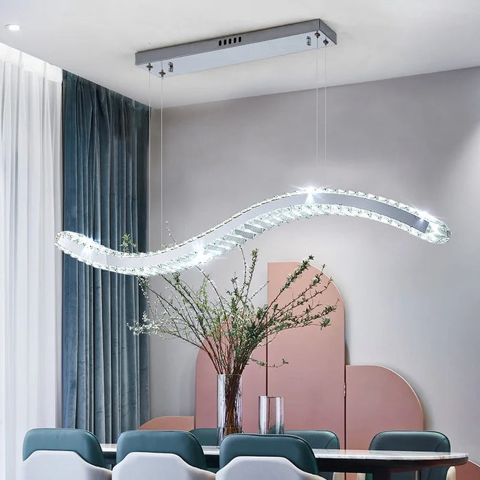 Modern Luxurious Living Room Chandeliers Wavy Crystal Chandelier Dining Room Kitchen Bedroom Pendant Lamp Design Hanging Light