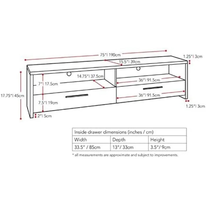 Atlin Designs Large Modern Entertainment TV Stand Media Console with Storage Shelves, for TV's up to 85"