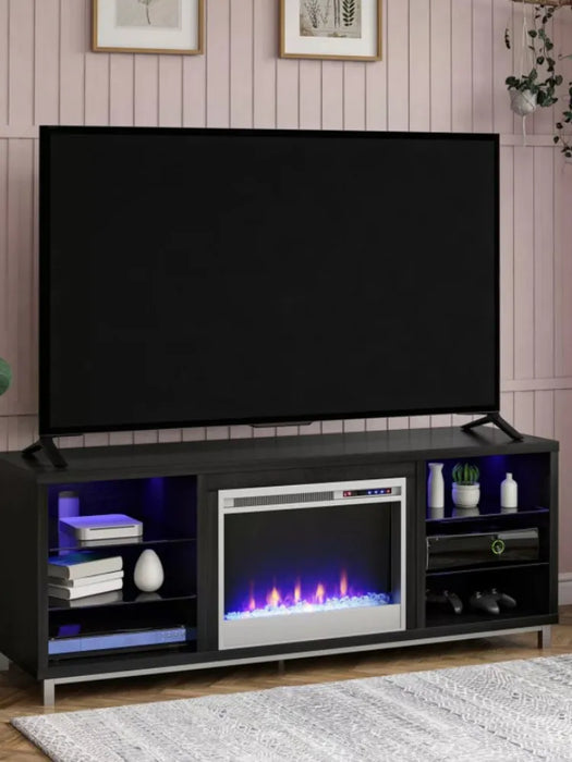 Modern Luxury TV Stand for TVs up to 70" with Fireplace Included TV Cabinet TV Table TV Stand for Living Room Furniture