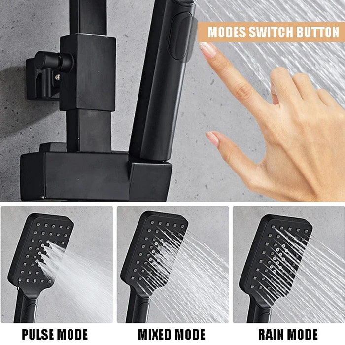 Hot Cold Shower Set Bathroom Smart Digital Thermostatic  System Bathtub SPA Rainfall Bath Tap Wall Mount Full Kit Faucets