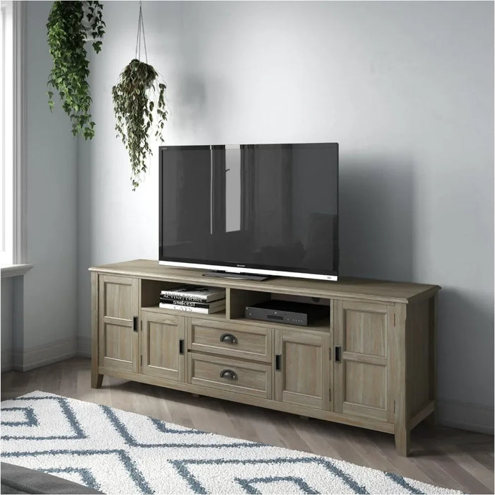 Solid Wood 72" Wide Transitional TV Media Stand Furniture for Modern Television Stands Fits TVs Up to 80 Inches Tv Wall Cabinet