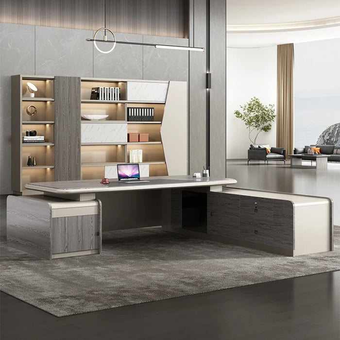 Executive Writing Desk Pullout Under Meeting Room Storage Office Desks Luxury Corner Scrivania Ufficio Lavoro Wood Furniture