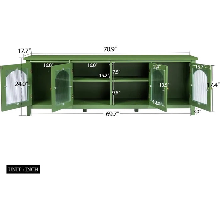 TV Stand Cabinet for TVs Up to 70 Inch Modern Entertainment Center with Storage Shelves & Glass Door Media Console Table