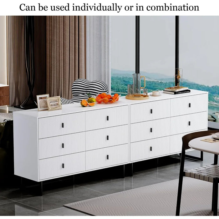 White 6 Drawer Dresser for Bedroom Make Up Table Storage Organizer Dresser Toiletries Modern Chest of Drawers Hallway Furnitures