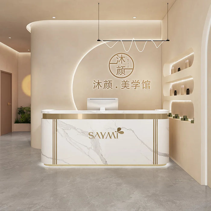 Shop Modern Reception Desk Beauty Spa Salon Standing Barbershop Luxury Reception Desk Bar Counter Schreibtisch Bar Furniture