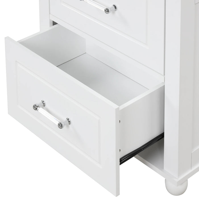 Tall Bathroom Storage Cabinet, Freestanding Storage Cabinet with Two Drawers and Adjustable Shelf, MDF Board with Painted Finish