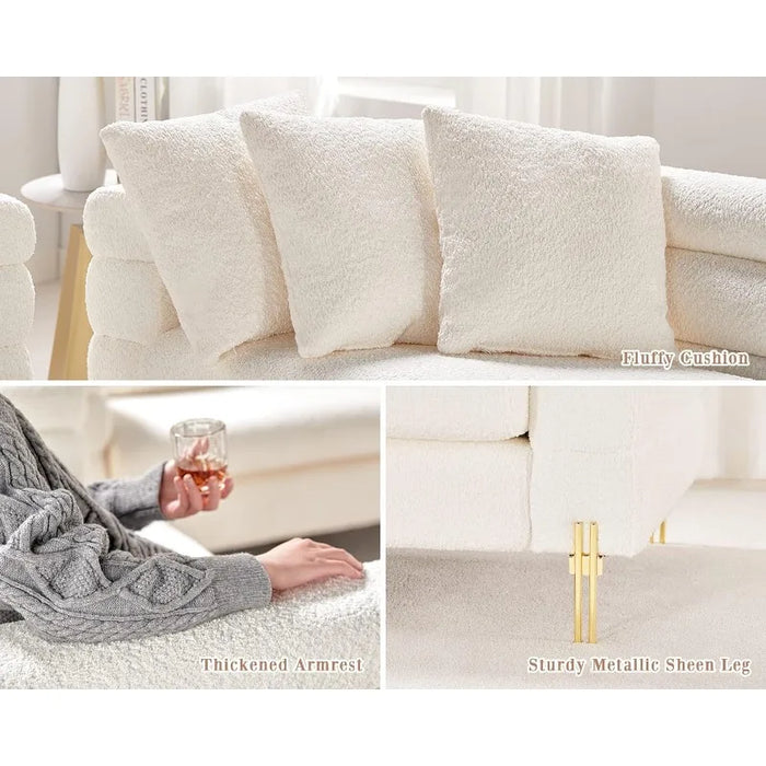 AMERLIFE Sofa, Oversized Sofa- 85 inch, 3 Seater Sofa Comfy Sofa for Living Room- White Deep Seat Sofa, Bouclé Couch