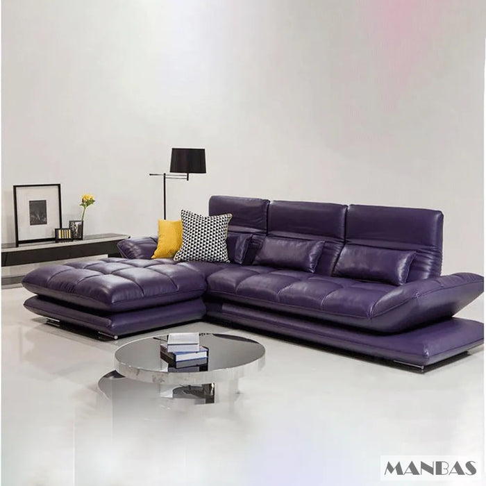 Elegant Italian Leather Couch for Living Room Sofas Sets with Adjustable Headrests and Armrests Genuine Leather Sectional Sofa