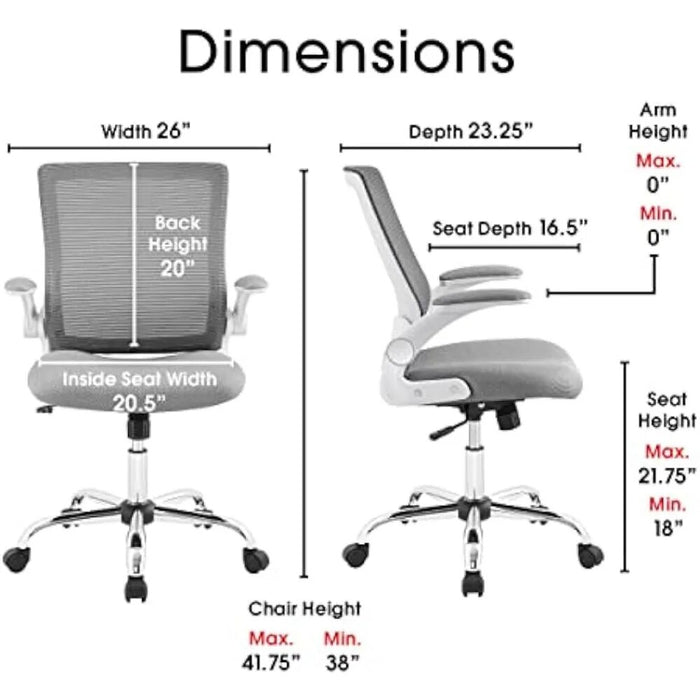 Serta Creativity Ergonomic Mesh Office Computer Desk Chair, Adjustable Armrest with Mid-Back Lumbar Support, Gray Gaming Chair