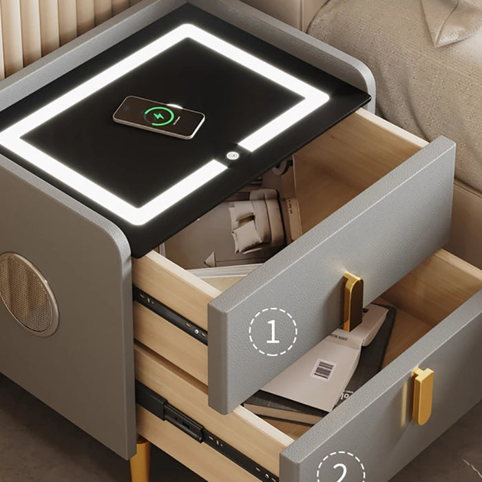 Night Coffee Bedside Table Smart Wooden Drawer Modern Bedside Table Organizer Storage Mesitas De Noche Bedroom Furniture FY35XP